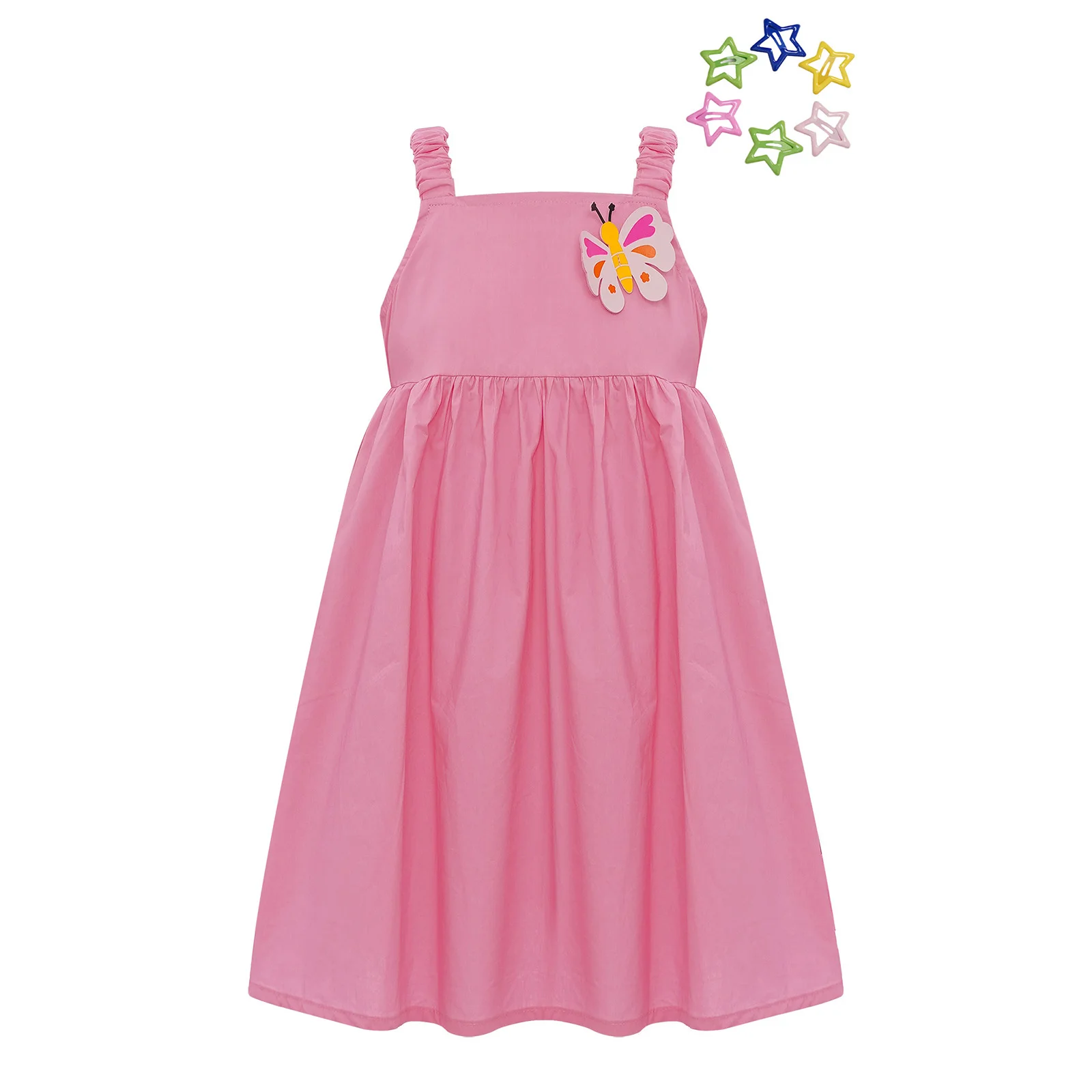 

Kids Girls Butterfly Wings Dress Sleeveless Elastic Shoulder Straps Fairy Sundress for Holiday Picnic Vacation Beach