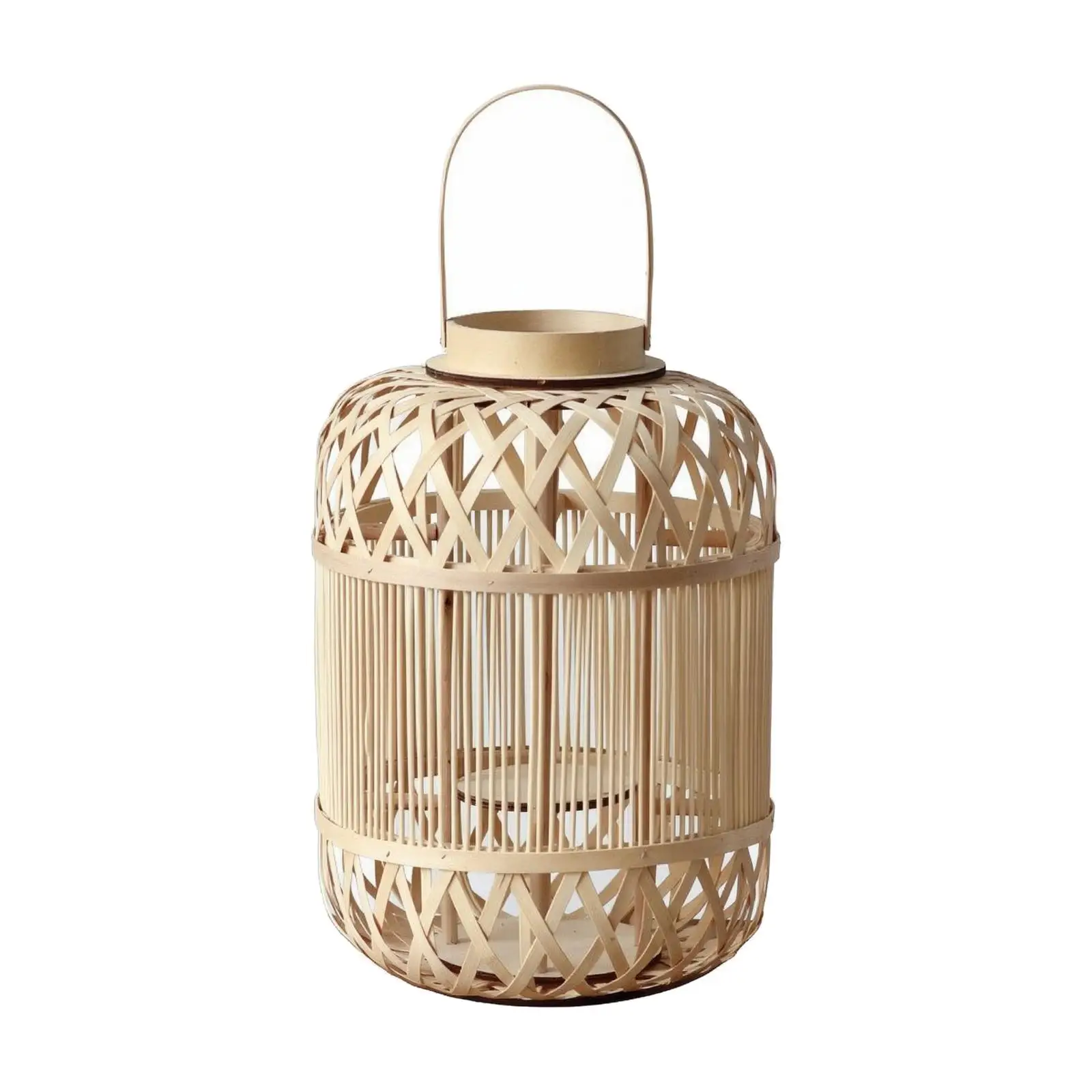 Decorative Bamboo Candle Lantern for Outdoor Garden Table with Lattice Design Tealight Holder Cozy Ambiance