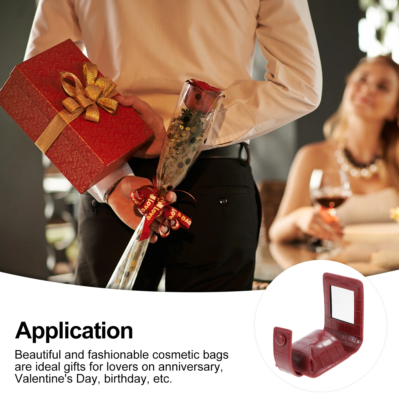 Lipstick Pouch Red Compact Lightweight Bag for Travel Hiking Camping Parties Fashion Gift PU Lipstick Bag