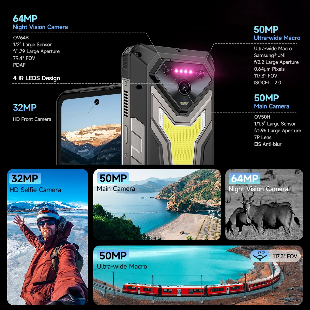 Ulefone Armor 34 Pro 5G AI Rugged Phone  6.95" 25500mAh Up to 32GB+512GB Built-in Projector 120Hz NFC Smartphone