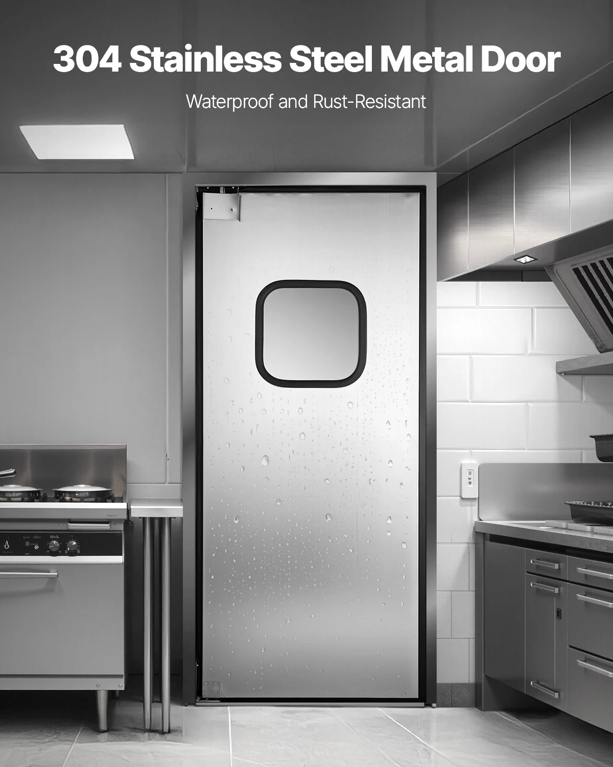 VEVOR Traffic Swing Door Single/Double Panel Fits Opening Stainless Steel Commercial Swinging Doors Ideal for Residential Use