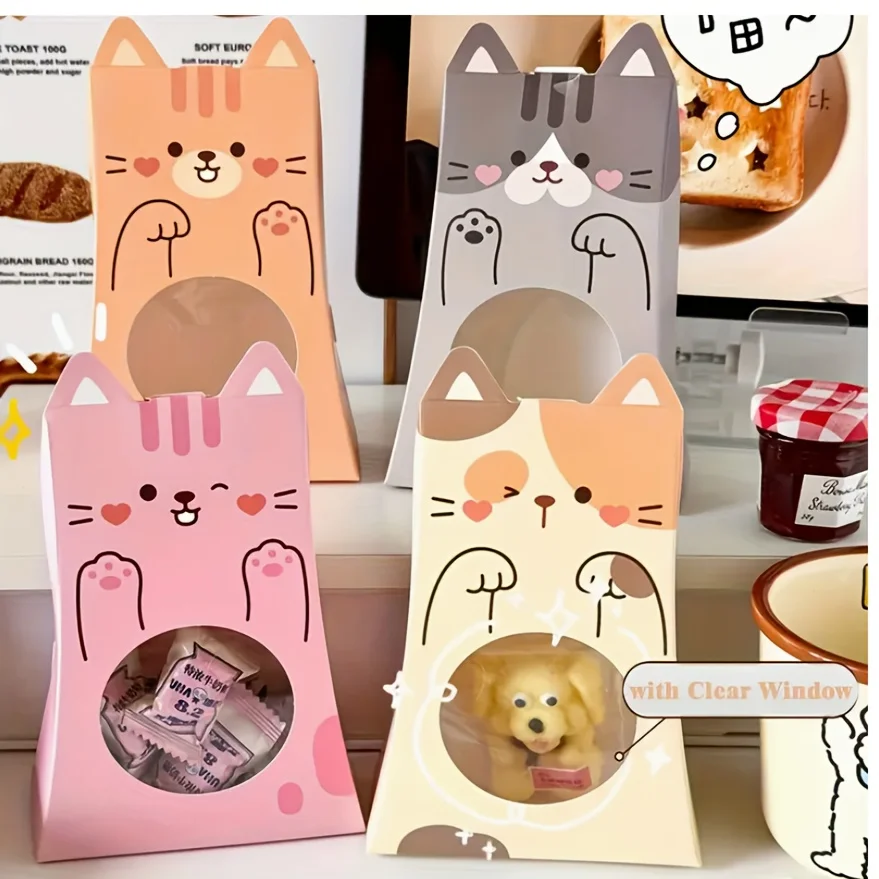 Niedliche Katzenförmige Papier-Geschenkboxen, Langlebiges Fenster-Hohldesign, für Feiertagspartys, Geburtstage, Schulveranstaltungen, Robuste Konstruktion. – Detail 2