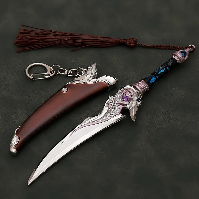 18CM Soul Land The Unrivaled Tang Sect Huo Yuhao Arma Coltello tigre bianco con fodero Modello completamente in metallo Giocattolo ornamento da collezione