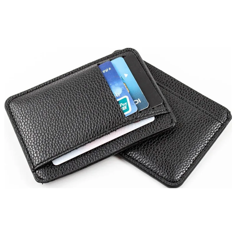 Cartera delgada de cuero sintético para hombre y mujer, tarjetero Unisex con cremallera, estuche para tarjetas de negocios, Mini tarjetero de crédito, Cartera de regalo