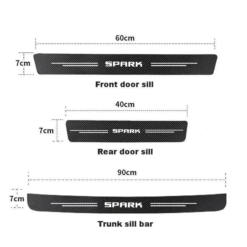 Autocollants de protection en fibre de carbone pour Chevrolet Spark, pédales de seuil de voiture, pare-chocs de pédale de coffre, 2013-2017, 2018,