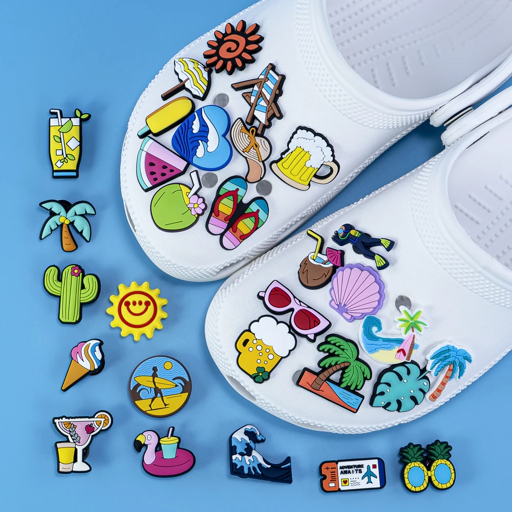1/30 Stück Hawaii Schuh Charms Sonnenschein Meer Kaltes Bier Schuh Dekorationen Sonnenschirm Sonnenbrille Liege Sandalen Pins Zubehör – Detail 4