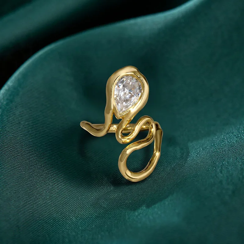 Waterdrop stone wave snake rings for women luxury designer rings statement elegant dainty jewelry new in 2026