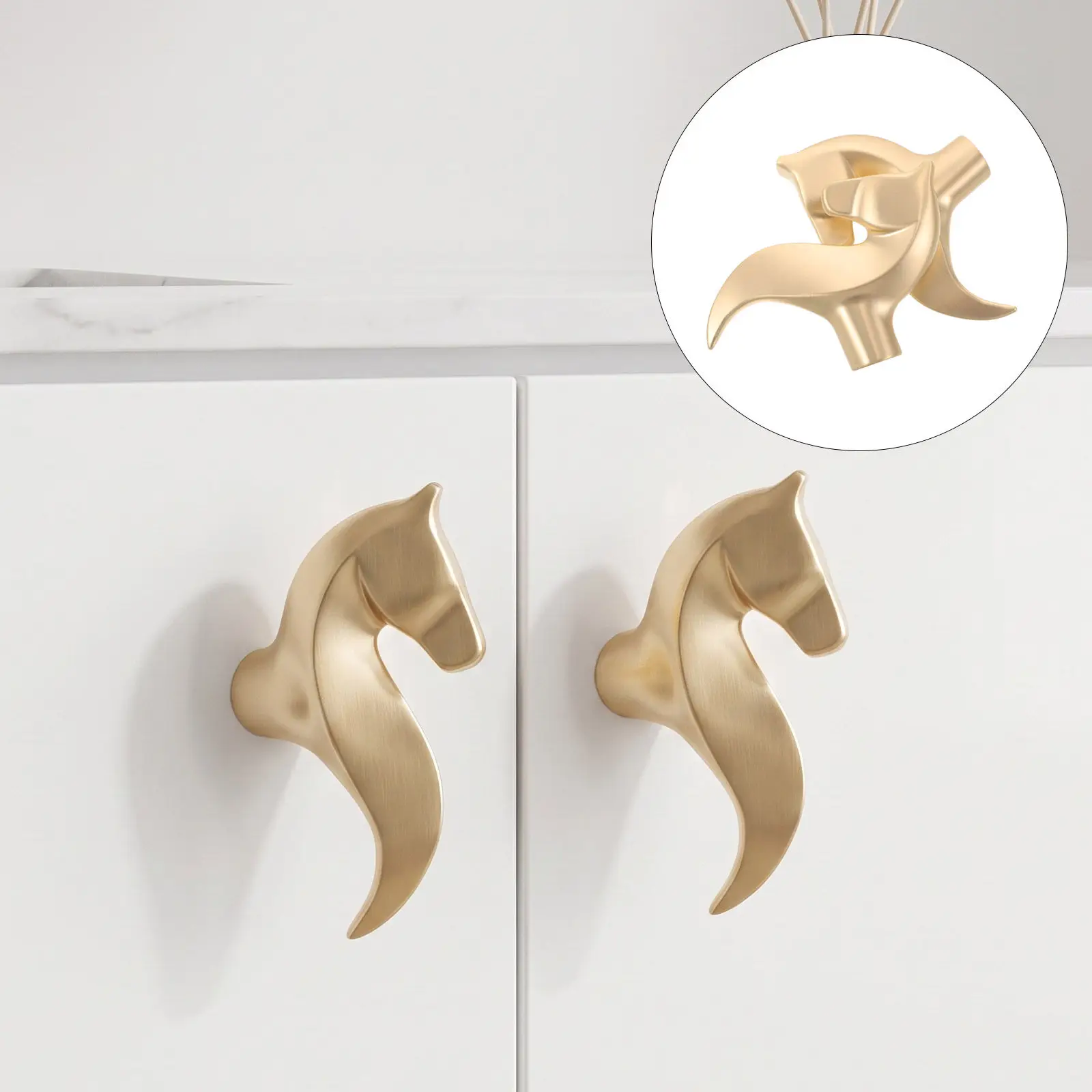 2Pcs Western Horse Cabinet Knobs Farmhouse Country Style Animal Drawer Pulls Golden Cowboy Hidden Easy Grip Furniture Handle