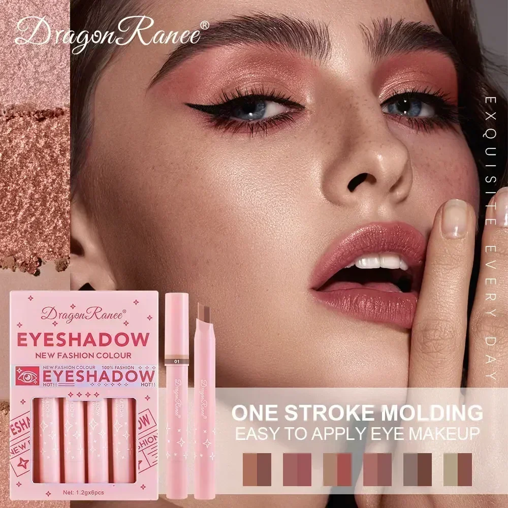 新ファッション6ピースアイシャドウセット マットパール 2in1 シャイングロス アイシャドウスティック 簡単塗布 長持ち コスメギフトセット