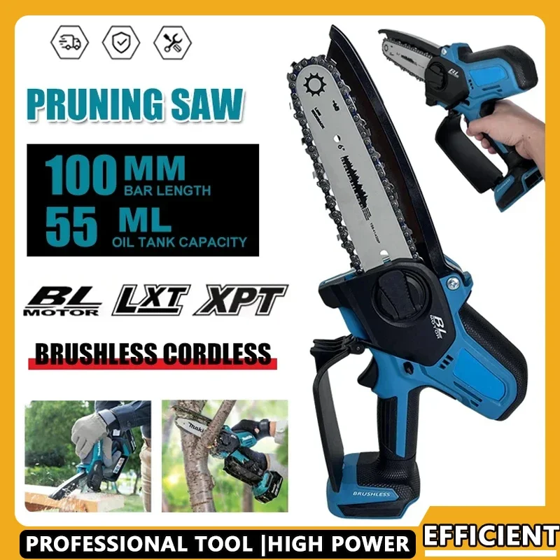 

Fit Makita Electric Chain Saw Pruning Saw Brushless Cordless Power Tools for 18v Battery Mini Electric Saw Garden Power Tools