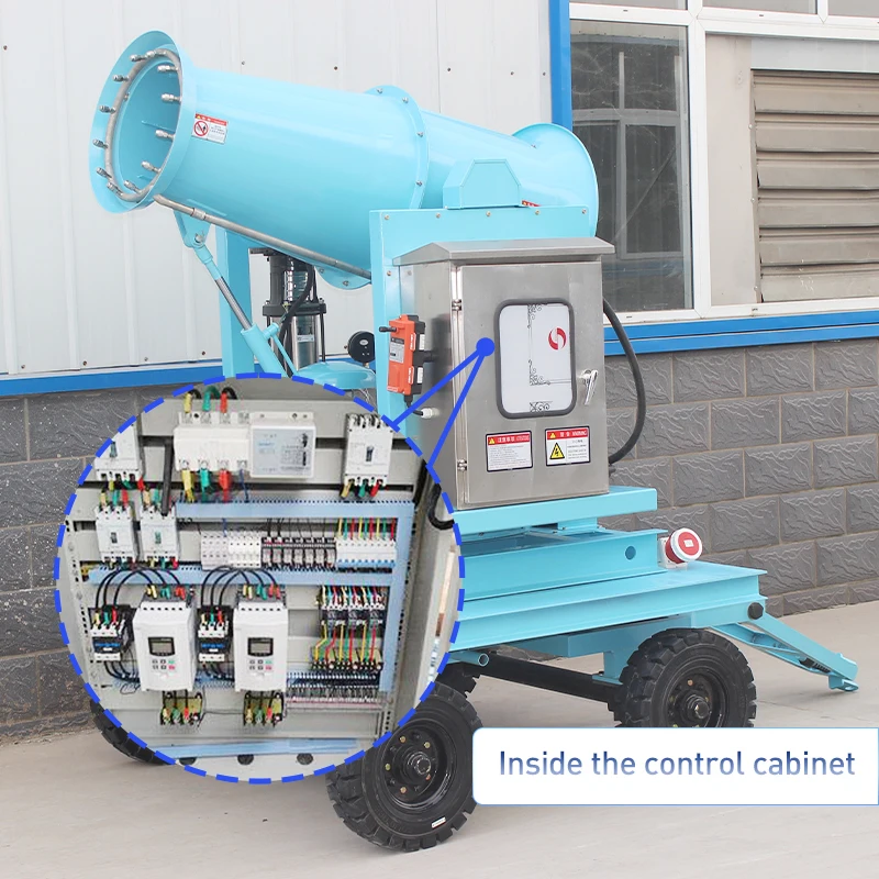 Pulverizador eléctrico para riego, soplador de niebla de polvo de alta presión, Control remoto, cañón de niebla automático agrícola