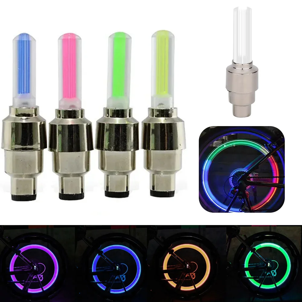 2/4Pcs Neon Motorcycle Tire Lights Bike LED Light Tire Valve Cap Flashlight Wheel Spoke Lightweight Car Motorcycle Accessories