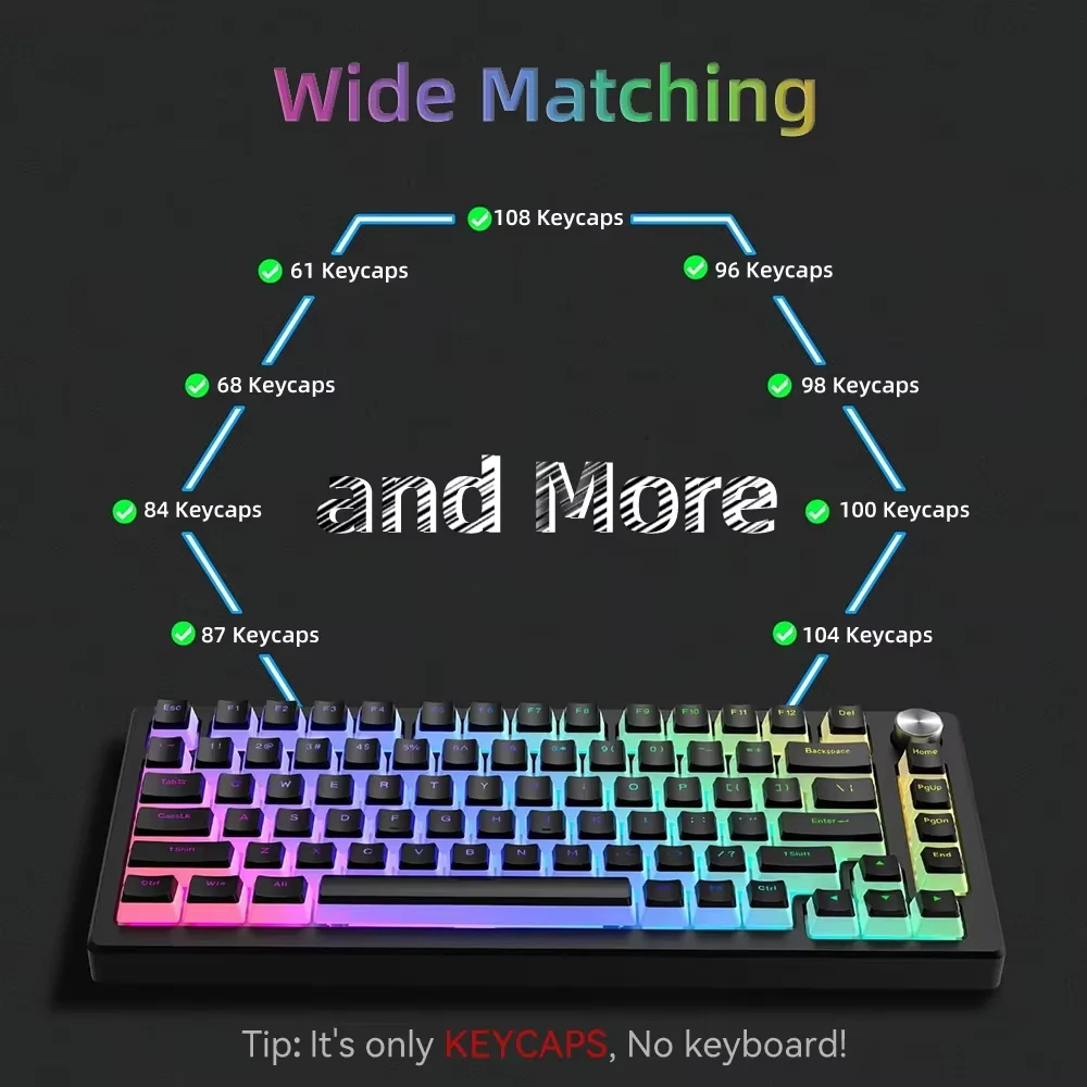 129Keys Pudding Keycaps PBT Double Shot Keycaps for 60 80 100% Layout OEM Profile for RGB Mechanical Gaming Translucent Keyboard image 4