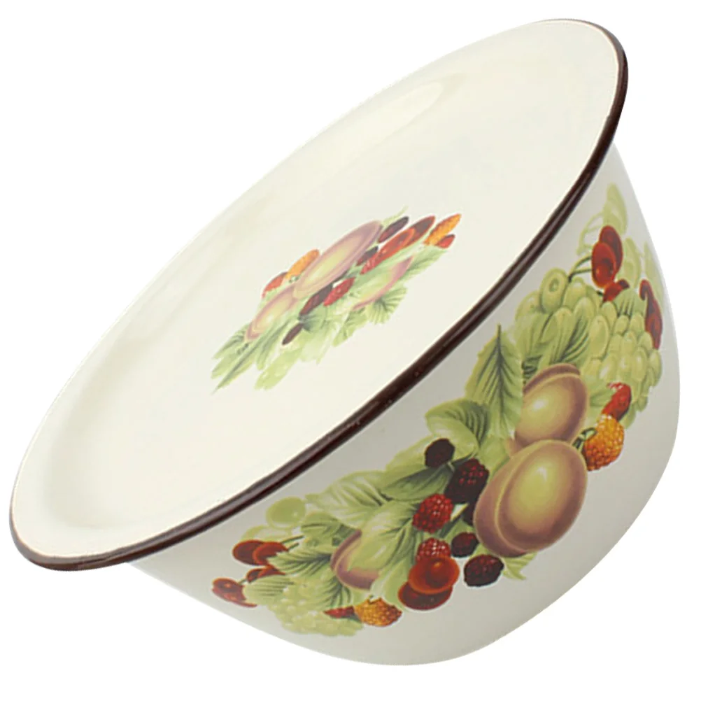 

1 set 1 Set Of Vintage Enamel Bowl Household Soup Basin Lard Oil Storage Kneading Dough Large Capacity Food Mixing Bowl Kitchen