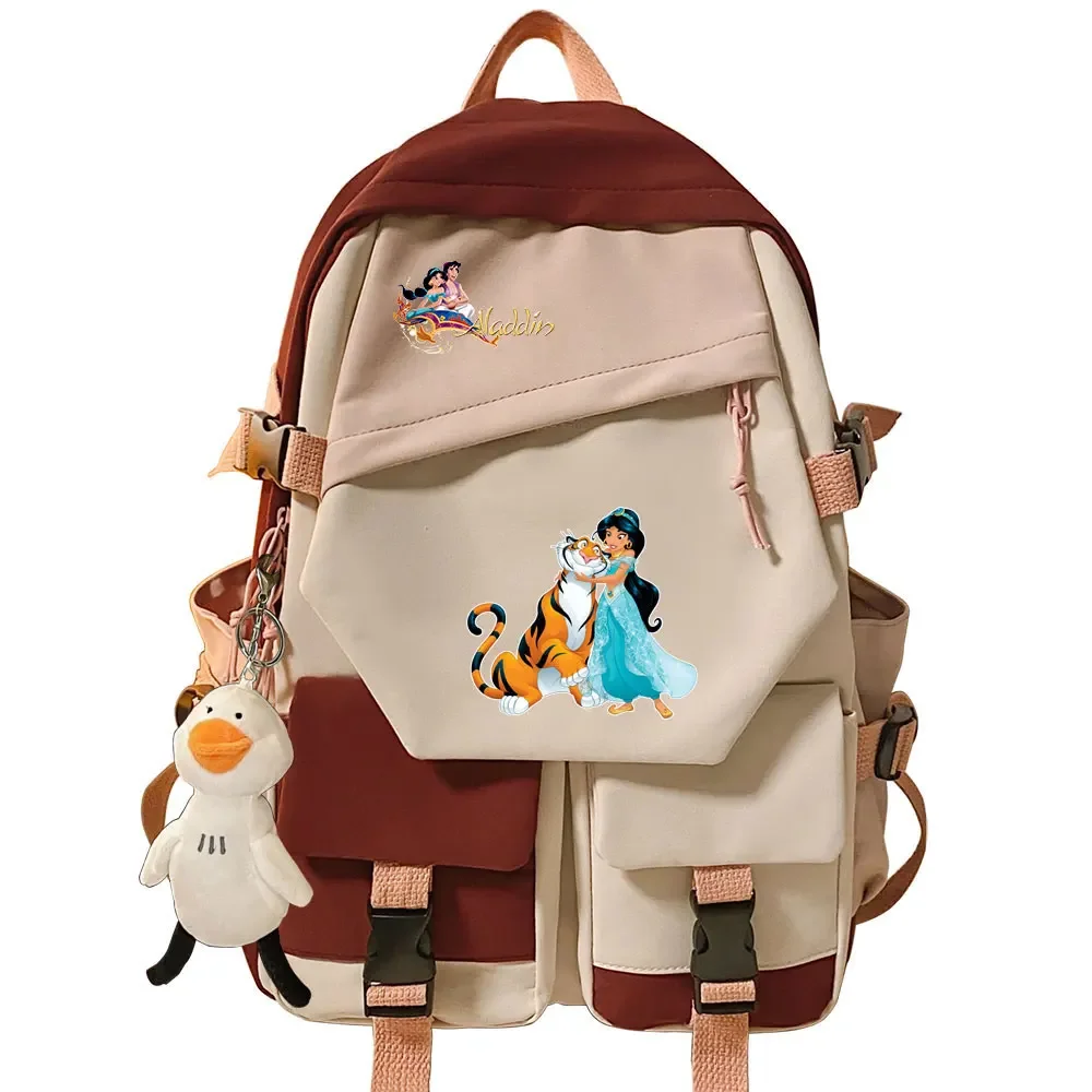 

Жасмин принцесса Kawaii для девочек, детские школьные сумки для книг, школьные сумки для подростков, женский лоскутный рюкзак, холст, студенческий рюкзак