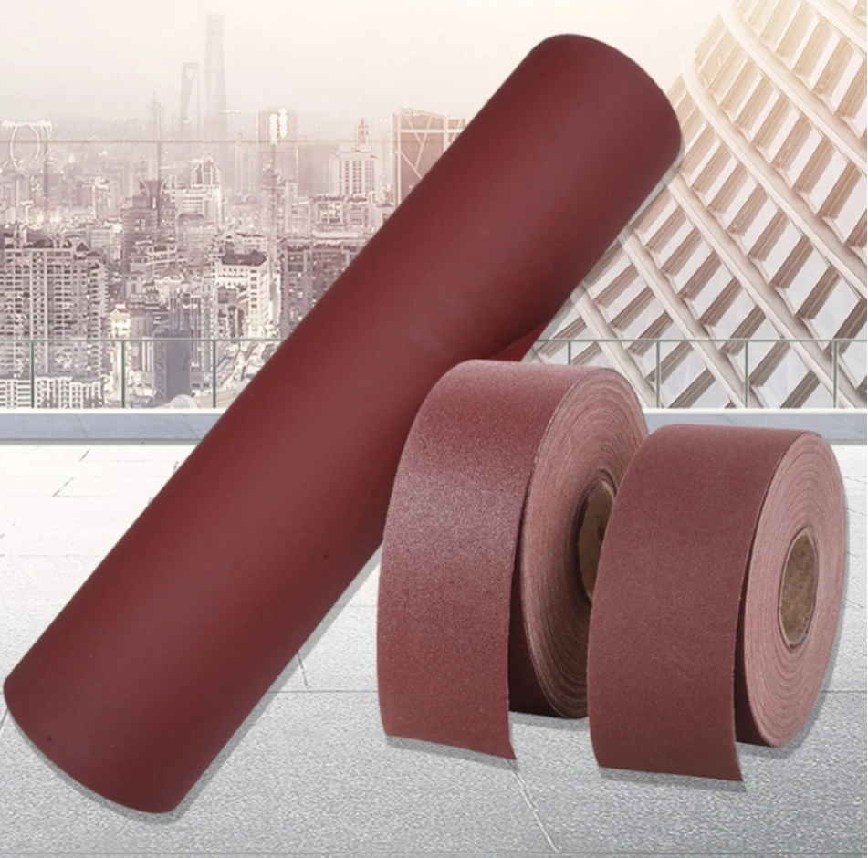 400 Grit 100Mx6CM Hand torn sandpaper roll metal polishing dry polishing red sandpaper car leather textile sanding soft gauze