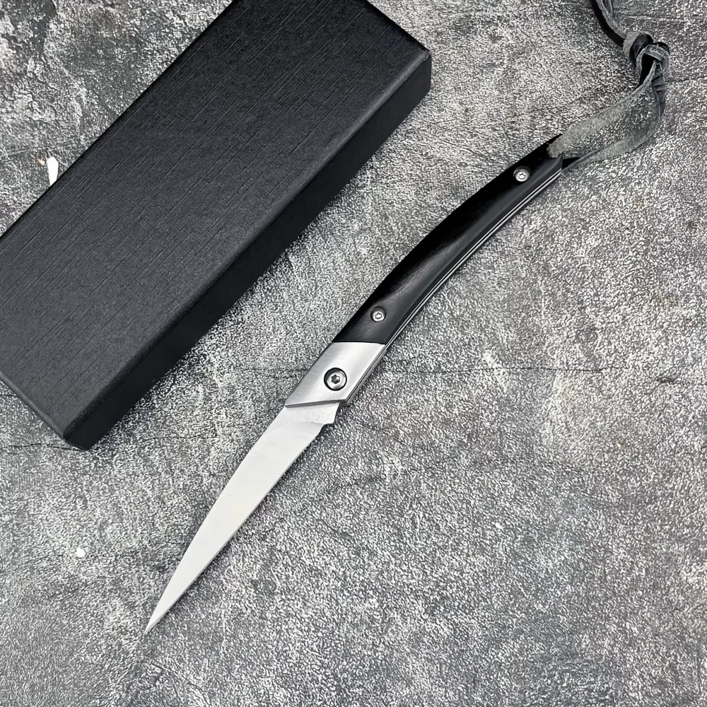 

Портативный складной нож EDC для улицы, стальное лезвие D2, ручка из эбона, тактический охотничий нож для выживания в дикой природе, мужской подарок