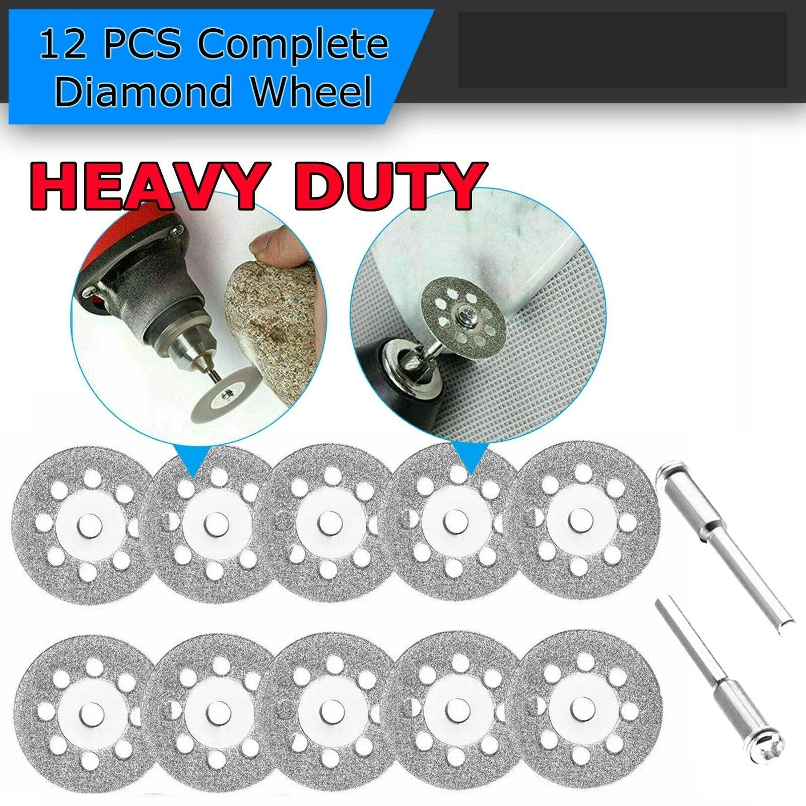 

12pc Diamond Cutting Wheels For Dremel Rotary Tool Die Grinder Metal Cut Off Disc Mini Sharp With Hole Rotary Tools Accessories