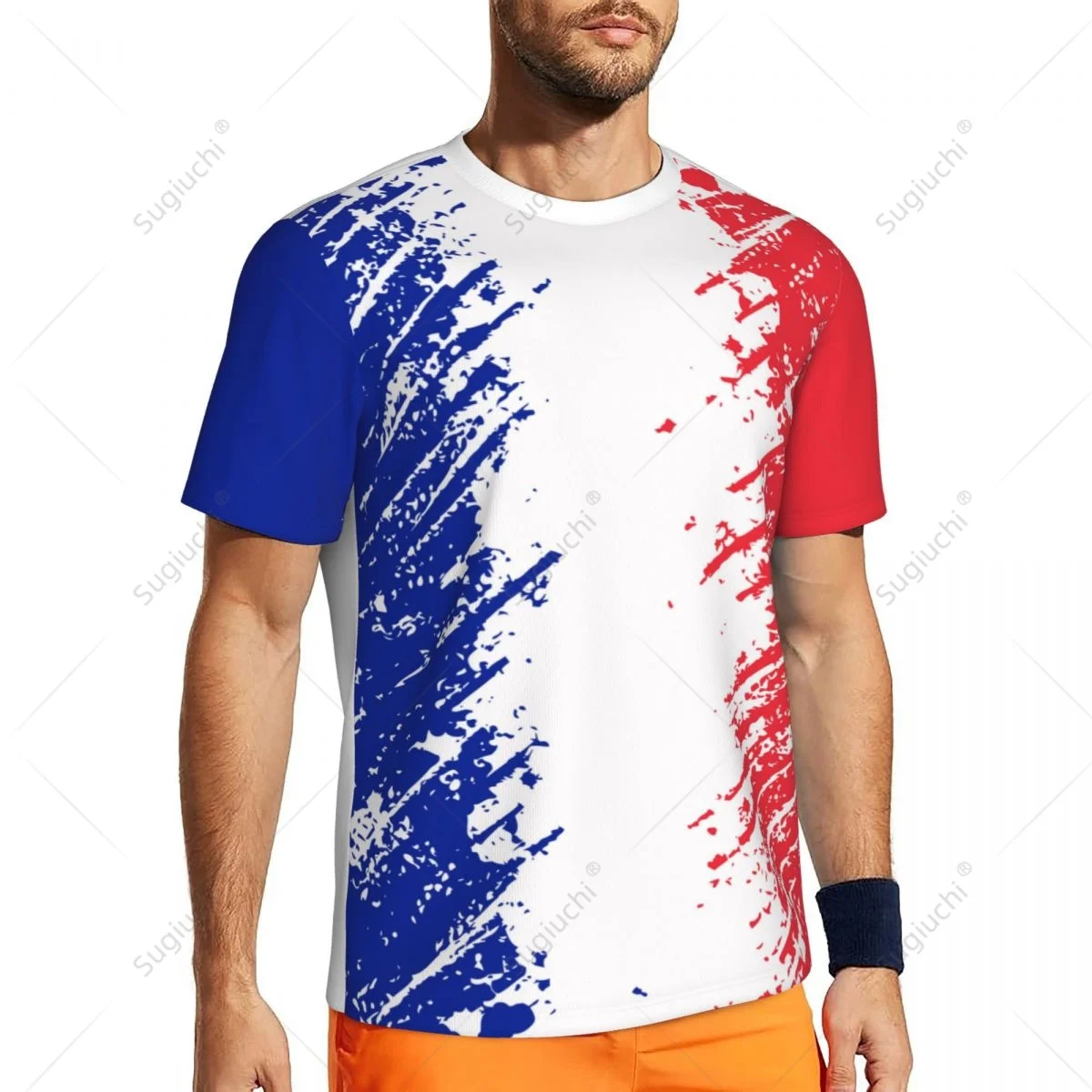 Exclusive design France Flag Grain 3D Printed Men For Running Bike Soccer Tennis Fitness Sports tshirt Mesh Fans Short T-shirt