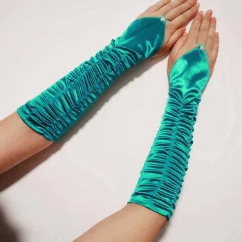 赤,白,黒,緑のサテンの手袋,肘の長さ,花嫁のための結婚式の手袋,イブニングドレス