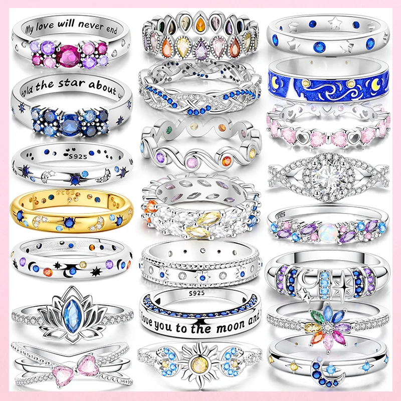 Anillos para mujer de Plata de Ley 925 con circonita, anillo romántico en espiral, joyería de lujo con cuentas, regalo de compromiso y boda original