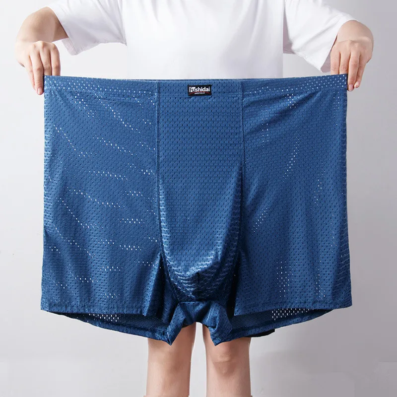 Summer Mesh Boxers For Men 200KG Plus Size 13XL 12XL Underpants Male Panties High Waist 10XL Underwear Oversized Ice Silk Shorts