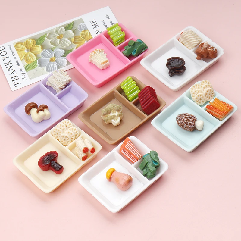 6/60pcs Kawaii Simulation Plate Dollhouse Decor DIY Scrapbooking for Mini Kitchen Dinner Tableware Decor Accessories view 3