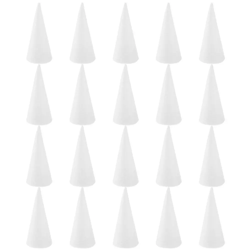 

20Pcs White Foam Cones DIY Craft Cones for Christmas Tree Holiday Party Decorations Floral Arrangements Table Centerpiece 15cm