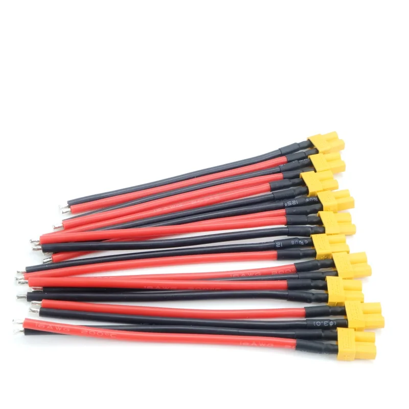 Xt30 trança plug macho e fêmea conector com 100mm 16awg cabo de fio estanhado para rc asa fixa lipo bateria fpv drone carregador