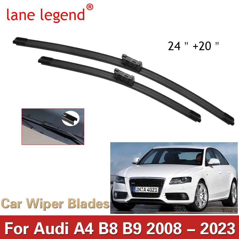 Escobillas de limpiaparabrisas delanteras LHD para Audi A4, B8, B9, Allroad, 2008-2023, 24 + 20 pulgadas