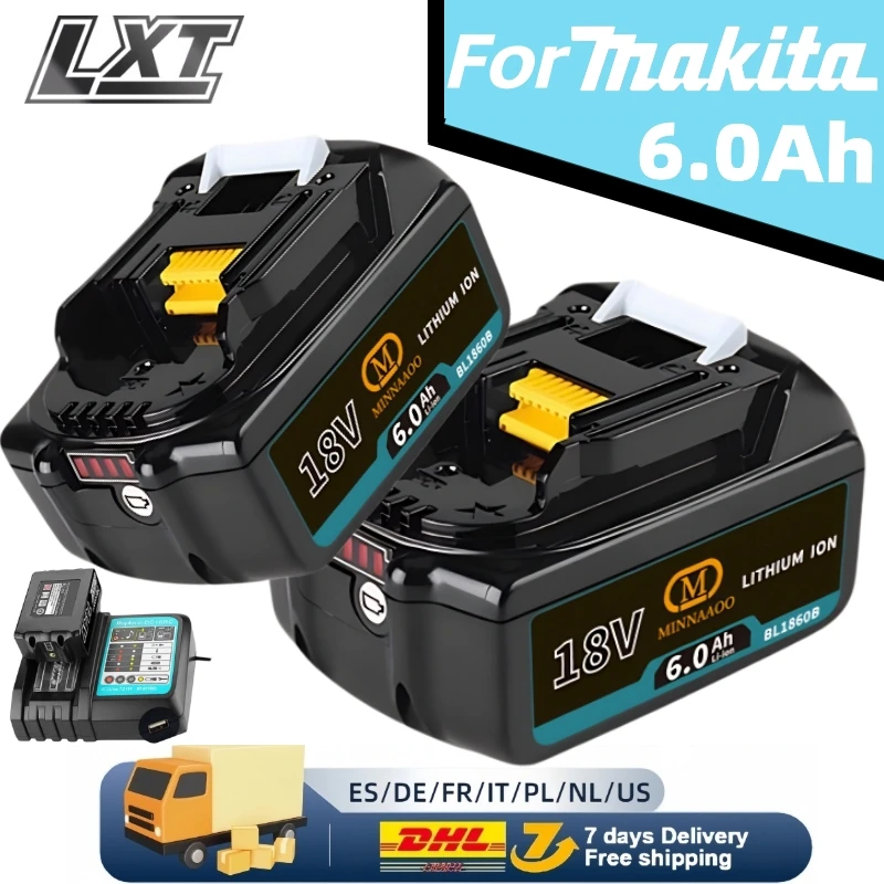 

100% NEW Original For Makita 18V Battery 6.0Ah Rechargeable for BL1830B BL1840B BL1850B Power Tool Accessories with Battery