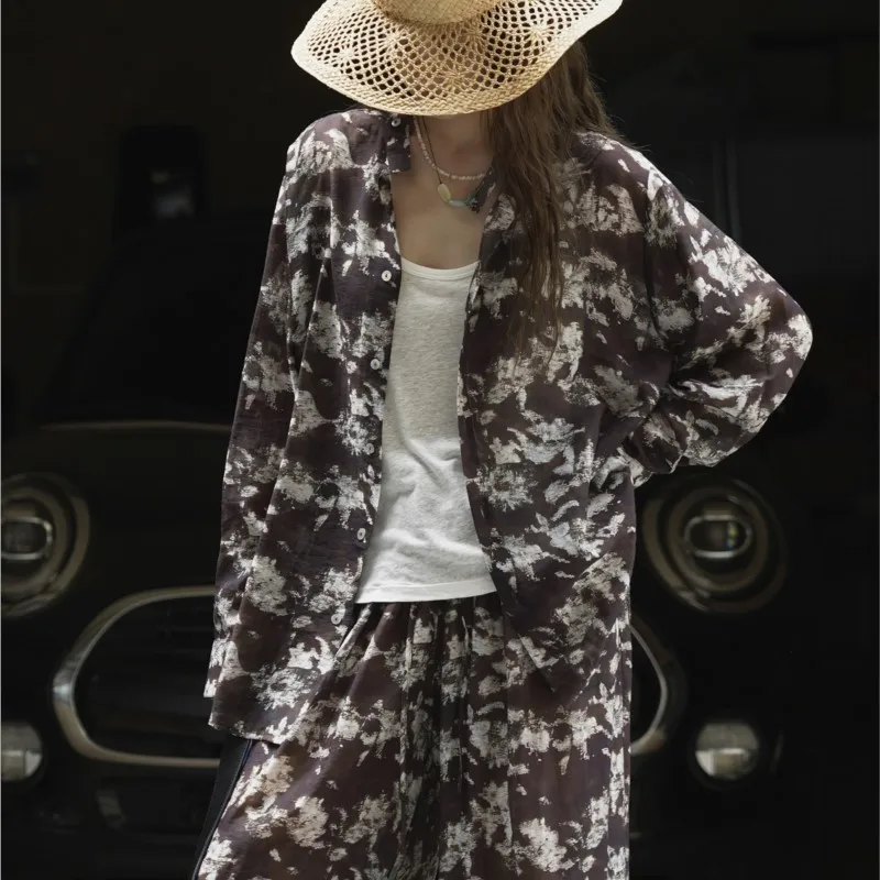 

Johnature, новая летняя модная рубашка с принтом, повседневная тонкая солнцезащитная рубашка, универсальный удобный свободный топ для женщин, новинка 2023 года