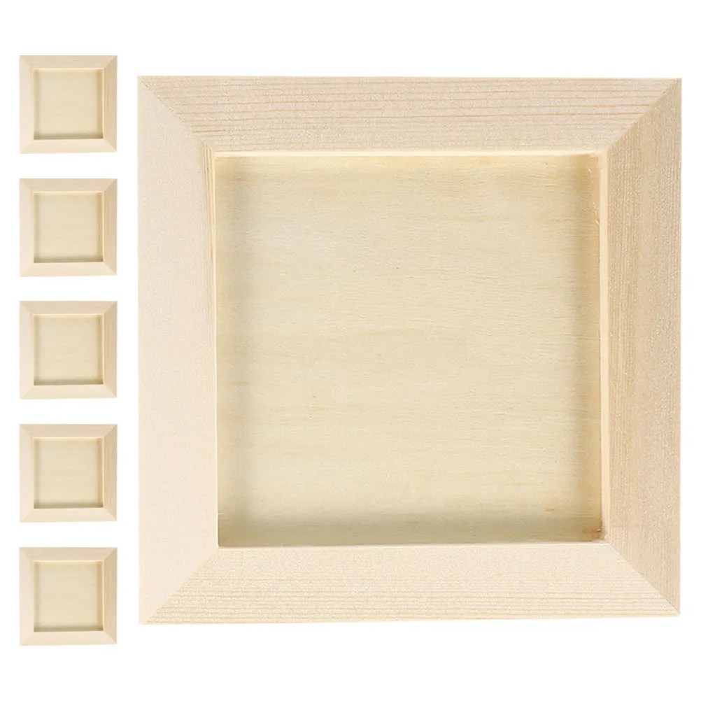 

6Pcs Clay Picture Frame DIY Wooden Photo Frames Unfinished Craft Kit for Craft Projects Home Decor 10x10cm
