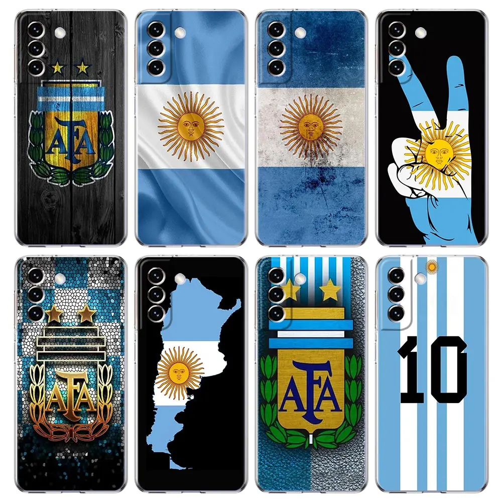 Argentina Flag Phone Case For Samsung Galaxy S21 Plus S20 FE S22 Ultra 5G S10E S10 S9 S8 Note 20 10 Lite Clear Cover Soft Shell