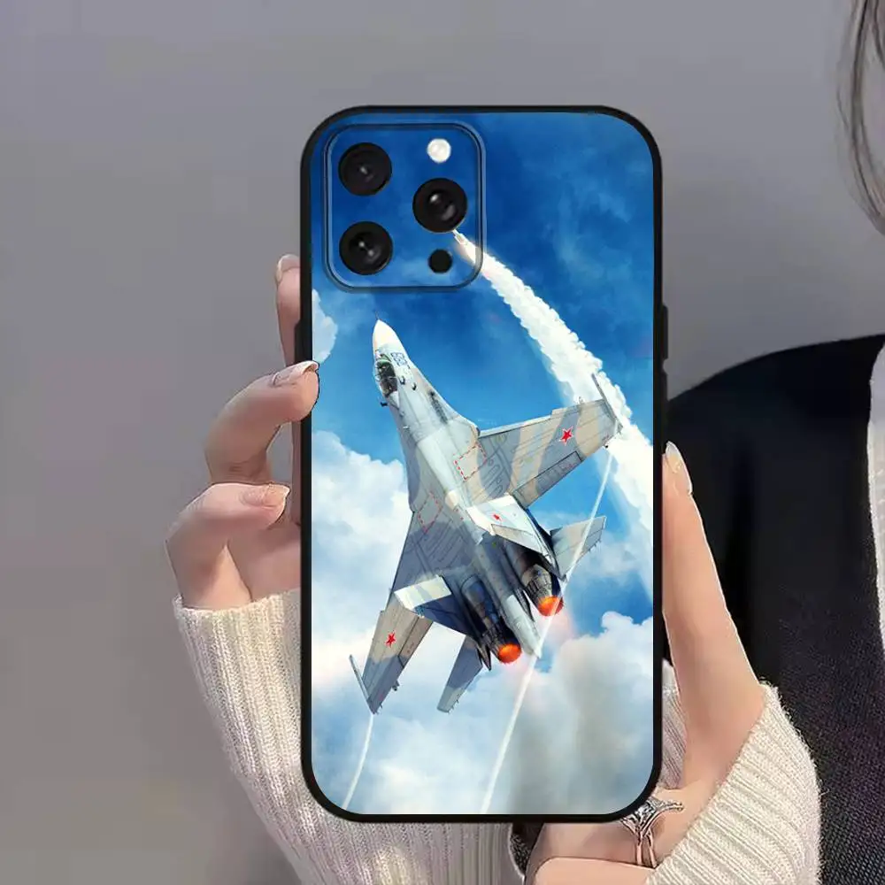 F-F35 F-Fighter jets F22 جراب هاتف آيفون 11,17,16,14,12,15,13,Max,SE4,Plus,E,Pro,Air,Mini Black soft Cover allover print