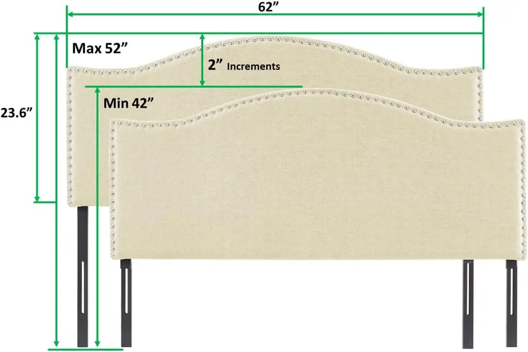 

Headboards for Queen Size Bed, Upholstered Nail Head Bed Headboard, 12 Adjustable Positions Queen Headboard Only, Wall Mounted H