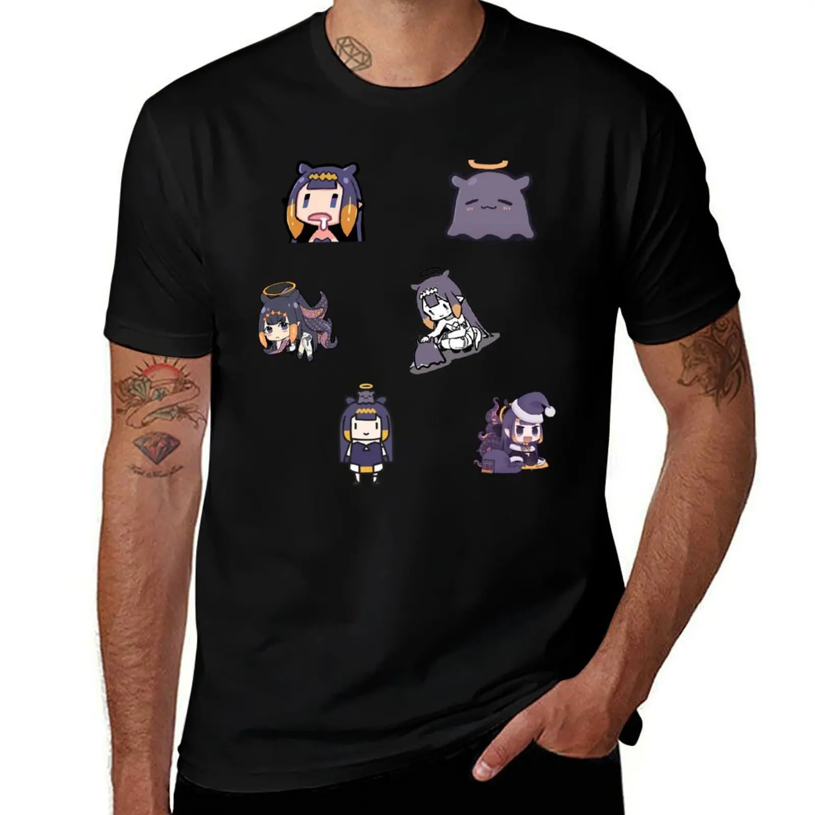 

ninomae ina'nis , Hololive: Takodachi / Tako,Ninomae Ina Nis Inanis Drooling Chibi pack T-Shirt man t shirt cotton T-Shirt