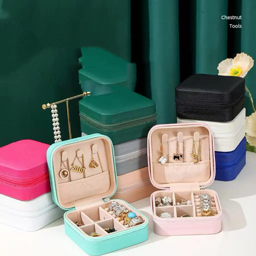 Portable Zipper Jewelry Box, Macaron Color Travel Jewelry Organizer Case for Earrings Rings Necklaces, Back to School Gift