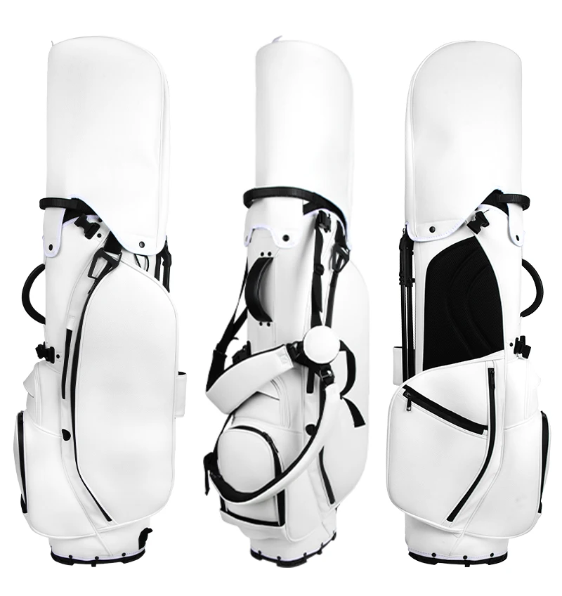 Golf Rack Holder Bag PU Leather Golf Stand Bag Lightweight Waterproof 5-Way Divider Multifunction Bags for Men Clubs Rain Cover