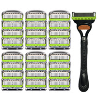 NEW Green Manual Razor For Men Five Layers Blades Men Shaving Stainless Steel Blades Suit For Fusion5