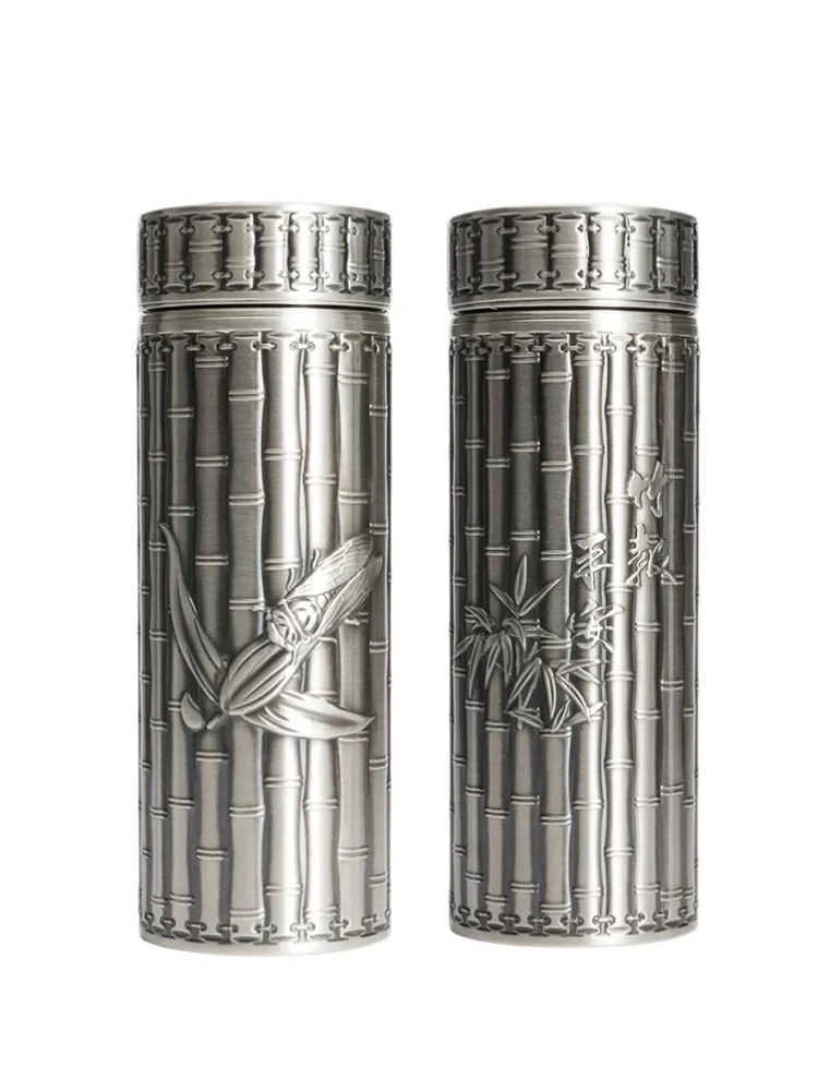 Handmade Sterling Silver Insulated 300ml Stainless Steel Coffee Cup Portable Thermal Beverage Holder for Office And Living Room