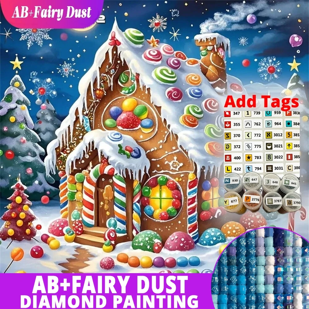 AB Fairy Dust Diamond Mosaic House Winter Landscape DIY Picture Rhinestones New Arrival Painting Cartoon Christmas Gift