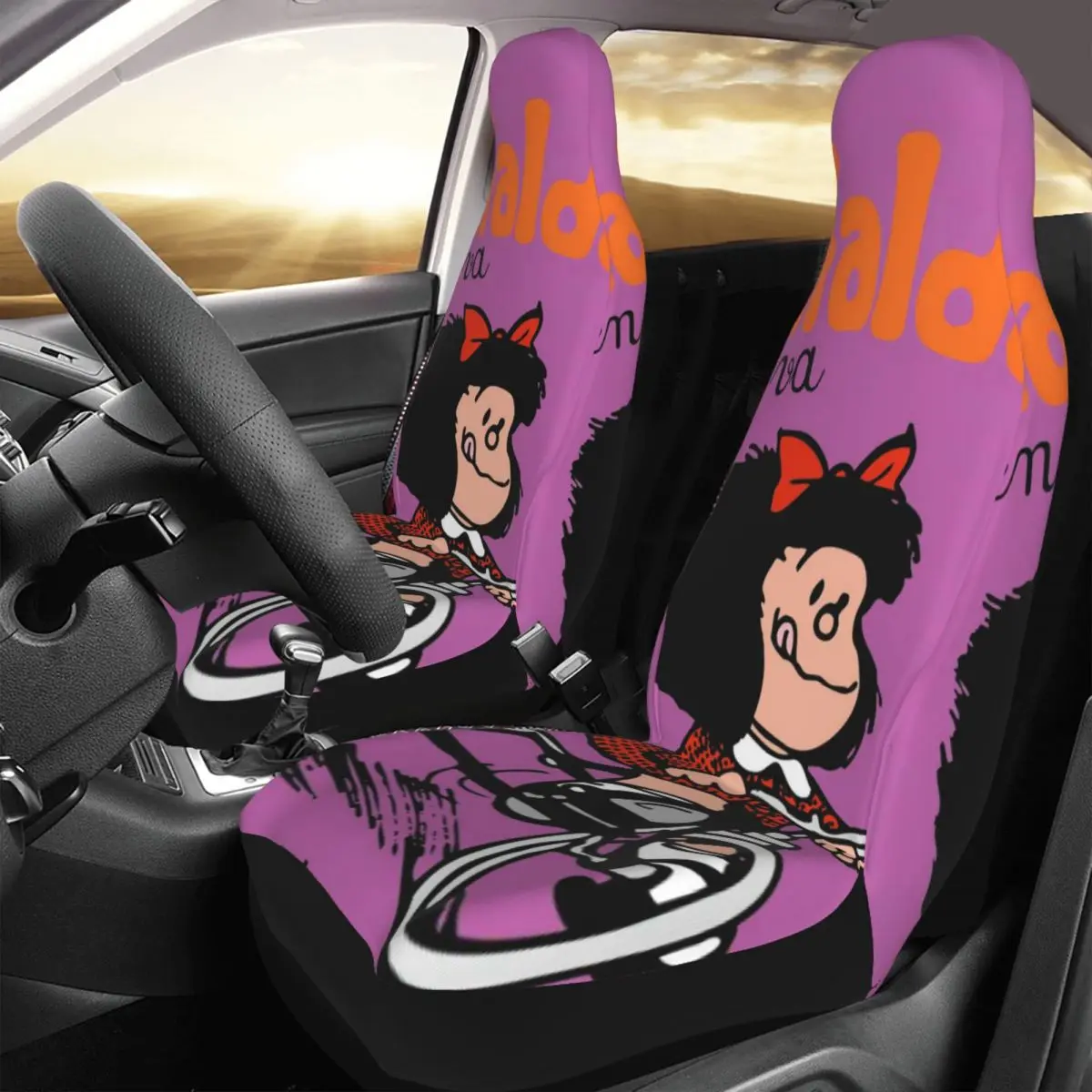 

Mafalda Car Seat Cover Custom Printing Universal Front Protector Accessories Cushion Set