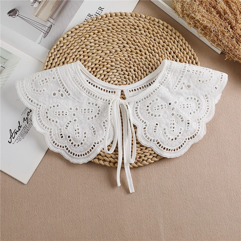 Solid Color White Lace Fake Collar Shawl Wrap False Collars Female Necklace Small Scarf Shawl 2023 Detachable Collars Decor