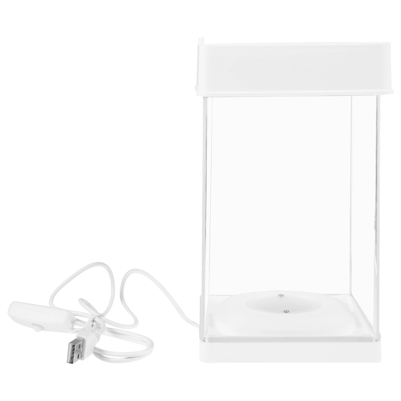 

Desktop Fish Tank with Light Small Clear Aquarium Bowl Holder Goldfish Office Decor Portable Plastic Fish Breeding Box