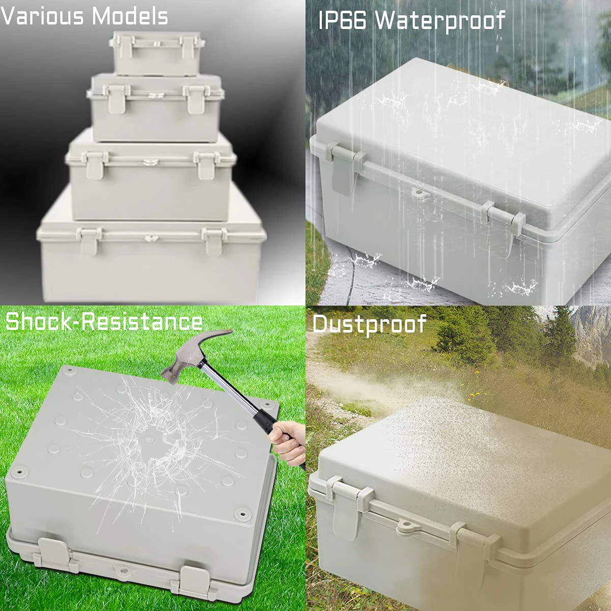 P66 Electrical Plastic Enclosure ABS Power Junction Box Outdoor Waterproof Distribution Box for Electric Instrument Project