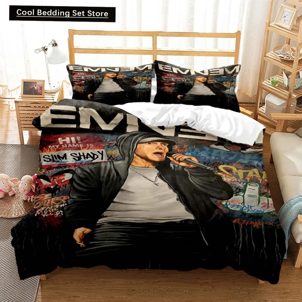 3D Print Hip Hop Eminem Bedding Set Double Twin King Duvet Cover Comforter Pillowcase Boys Girls Adults Bedroom