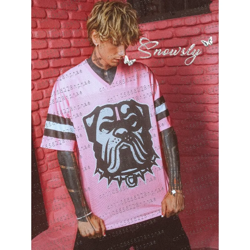 2026 العصرية MGK نفس النمط الهيب هوب تي شيرت فاسق نمط ثلاثية الأبعاد مطبوعة الفرنسية البلدغ نمط فضفاض التجفيف السريع آلة بندقية كيلي