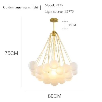 TAONUANSHU Moderne Milchglaskugel Deckenleuchter Schwarz Gold Pendelleuchten 19/37 Glas Hängelampe für Esszimmer Wohnzimmer 3