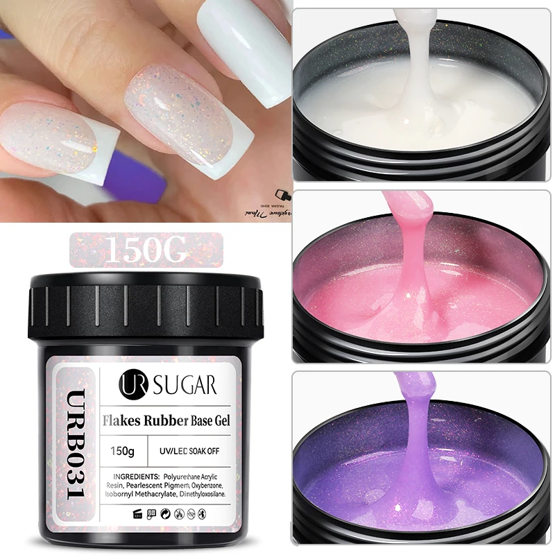 UR Sugar 150g Rubber Base Gel Glitter Sparkling Hybrid Gel Varnishes Soak Off UV LED Nails Art Semi Permanent Nail Gel Polish